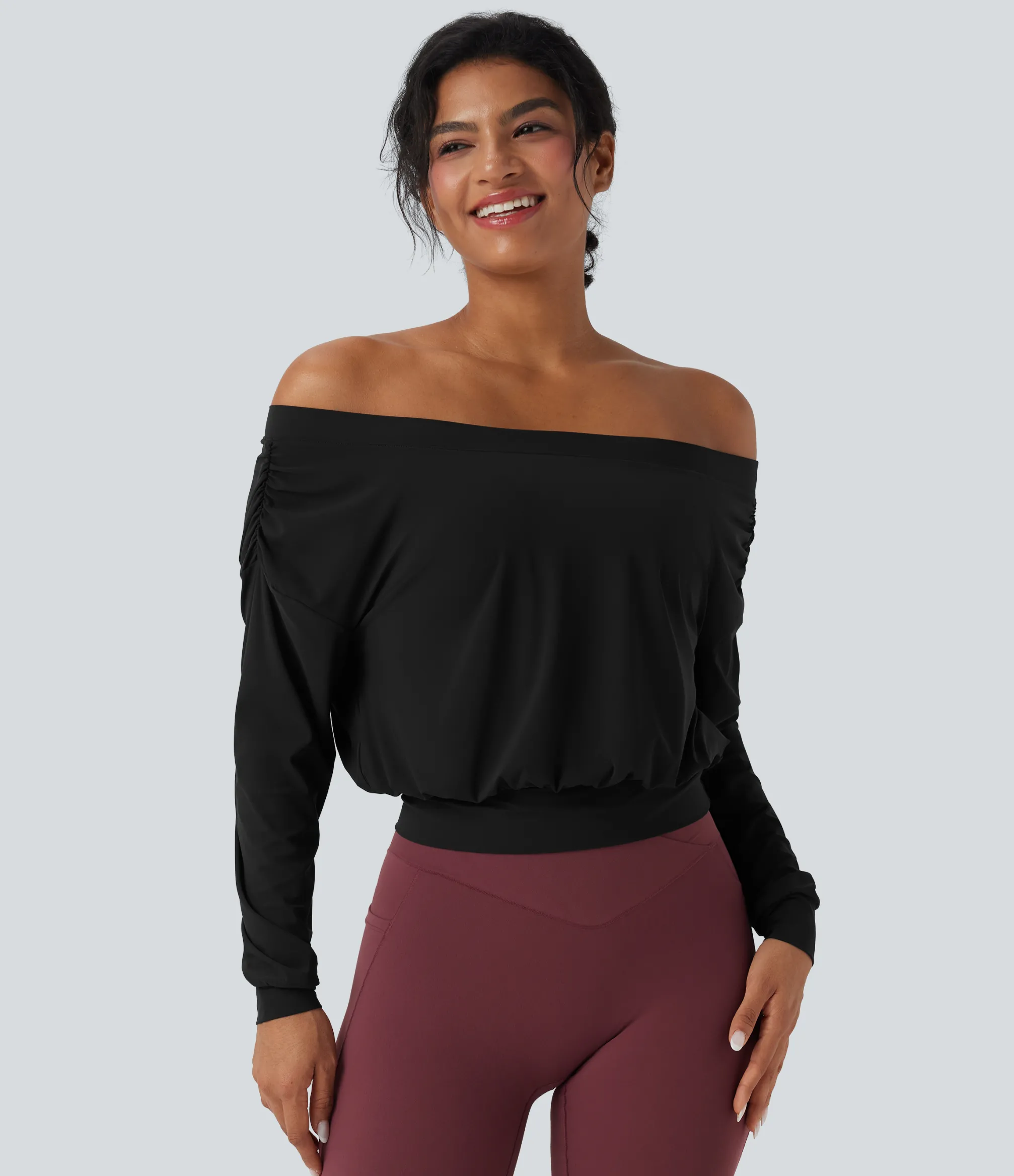 Sports Tops|Sports Tops<HALARA Off-shoulder Oversize Cool Touch Quick Dry Yoga Sports Top