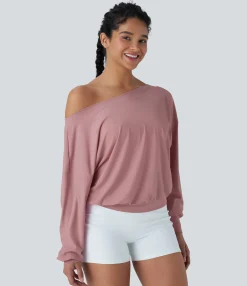 Sports Tops|Sports Tops<HALARA One Shouder Oversize Cool Touch Quick Dry Yoga Sports Top