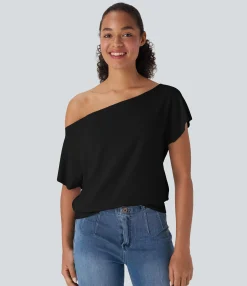 Casual Tops<HALARA One Shoulder Short Sleeve Casual Top