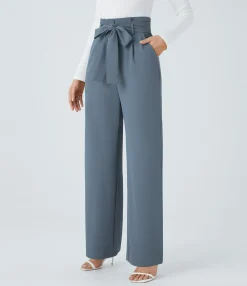 High-Waisted Pants|Wide-Leg Pants<HALARA Paper Bag High Waisted Belted Pocket Wide Leg Work Pants