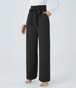 High-Waisted Pants|Wide-Leg Pants<HALARA Paper Bag High Waisted Belted Pocket Wide Leg Work Pants