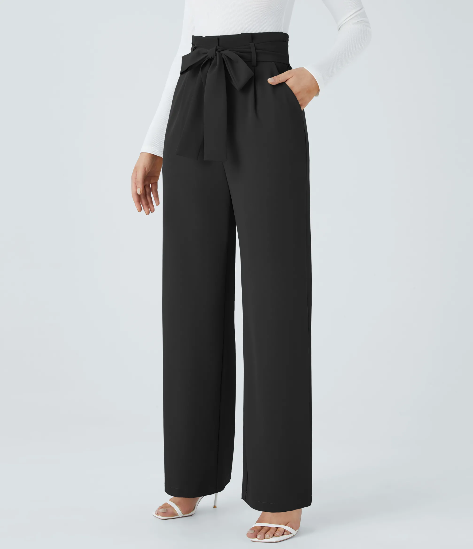 High-Waisted Pants|Wide-Leg Pants<HALARA Paper Bag High Waisted Belted Pocket Wide Leg Work Pants