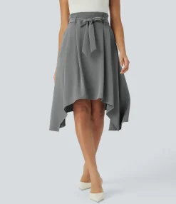 Maxi & Midi Skirts|Skirts<HALARA Paper Bag High Waisted Belted Pocket Hanky Hem Midi Work Skirt