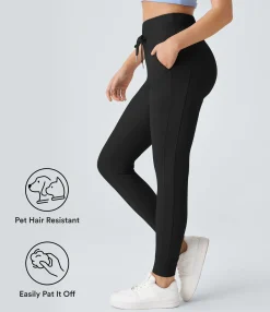 Joggers|Joggers<HALARA Patitoff™ Flow Pet Hair Resistant High Waisted Drawstring Pocket Plain Full Length Joggers