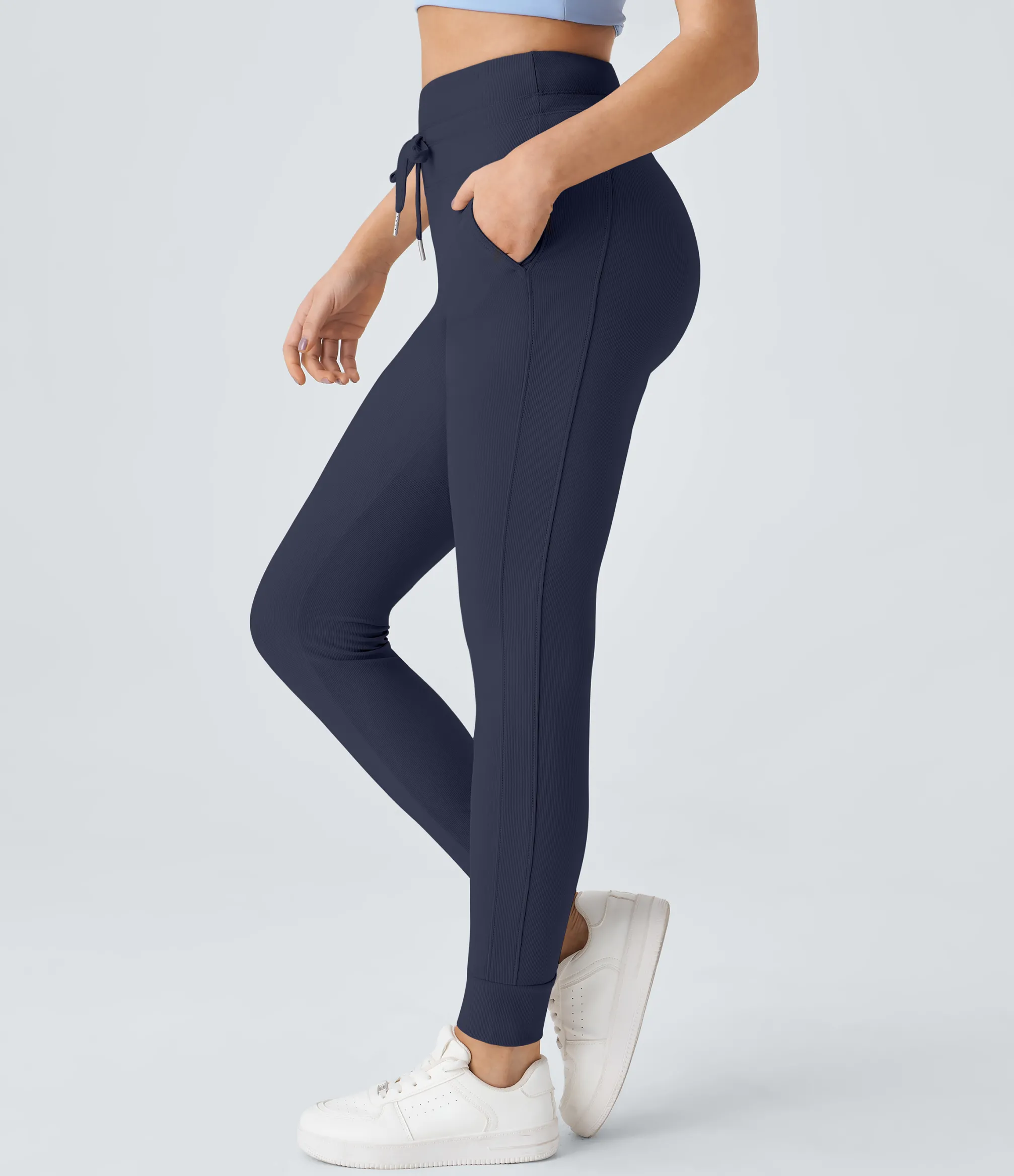 Joggers|Joggers<HALARA Patitoff™ Flow Pet Hair Resistant High Waisted Drawstring Pocket Plain Full Length Joggers