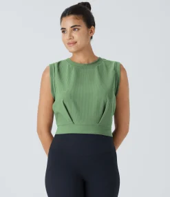 Yoga Tops|Tank Tops & Camis<HALARA Patitoff™ Flow Pet Hair Resistant Crew Neck Sleeveless Cropped Yoga Tank Top