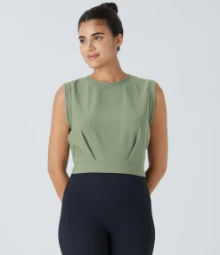 Yoga Tops|Tank Tops & Camis<HALARA Patitoff™ Flow Pet Hair Resistant Crew Neck Sleeveless Cropped Yoga Tank Top