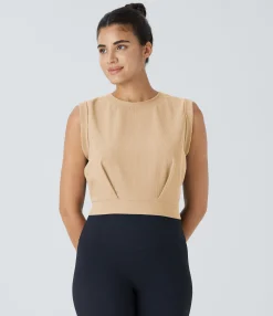 Yoga Tops|Tank Tops & Camis<HALARA Patitoff™ Flow Pet Hair Resistant Crew Neck Sleeveless Cropped Yoga Tank Top