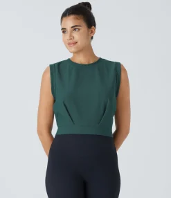 Yoga Tops|Tank Tops & Camis<HALARA Patitoff™ Flow Pet Hair Resistant Crew Neck Sleeveless Cropped Yoga Tank Top