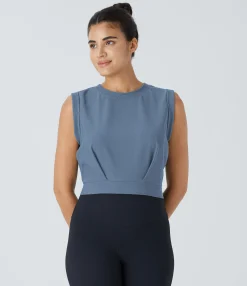 Yoga Tops|Tank Tops & Camis<HALARA Patitoff™ Flow Pet Hair Resistant Crew Neck Sleeveless Cropped Yoga Tank Top