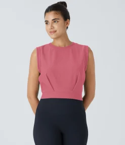 Yoga Tops|Tank Tops & Camis<HALARA Patitoff™ Flow Pet Hair Resistant Crew Neck Sleeveless Cropped Yoga Tank Top