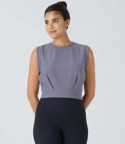 Yoga Tops|Tank Tops & Camis<HALARA Patitoff™ Flow Pet Hair Resistant Crew Neck Sleeveless Cropped Yoga Tank Top