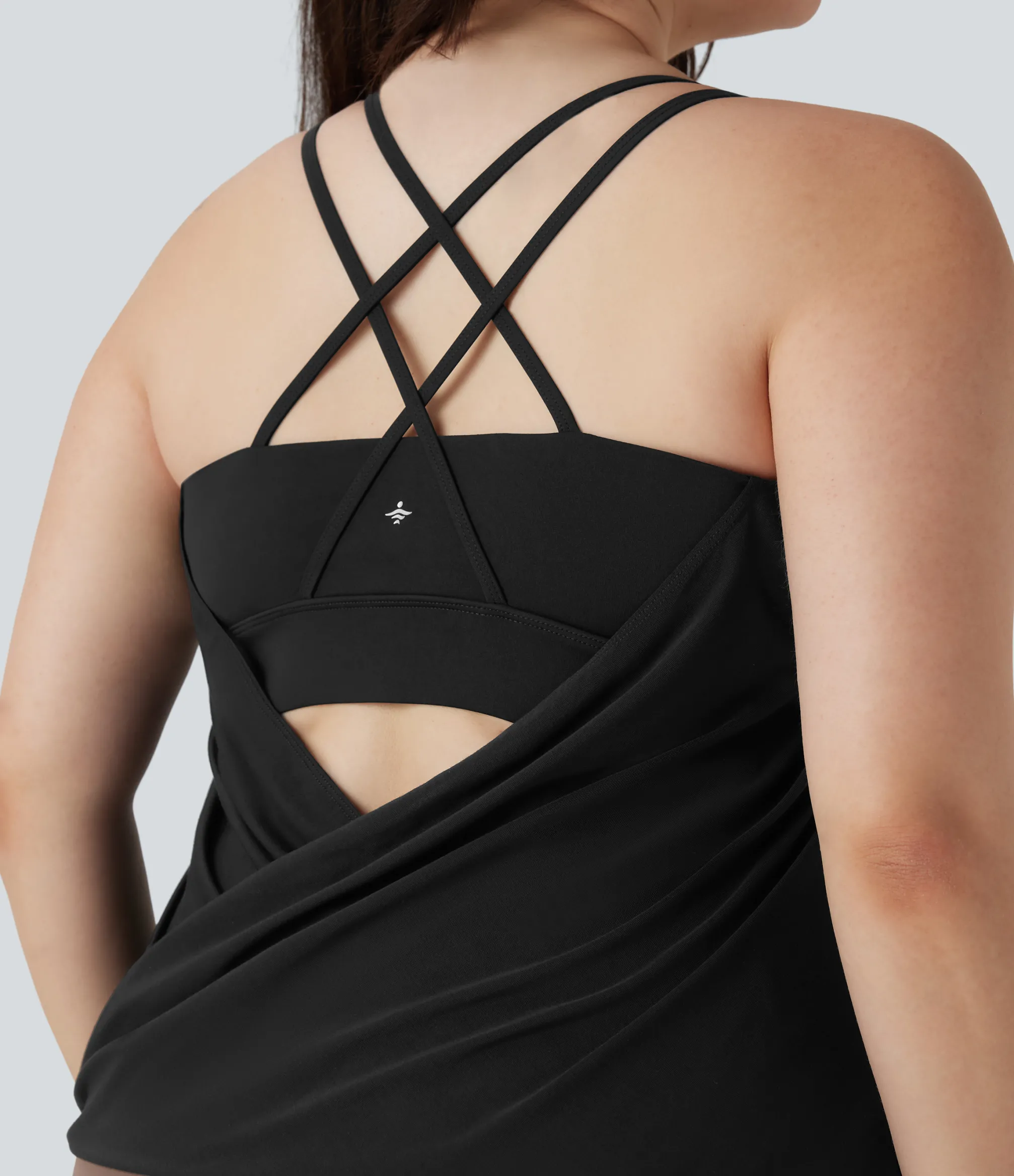 Plus Size<HALARA Plus Size Crisscross Backless Pleated Quick Dry Yoga Cami Top
