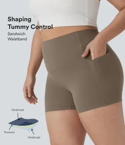 Plus Size<HALARA Plus Size UltraSculpt™ SoCinched High Waisted Tummy Control Training Biker Shorts 3'' with Pockets