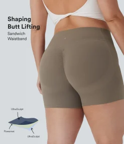 Plus Size<HALARA Plus Size UltraSculpt™ SoCinched High Waisted Scrunch Butt Lifting Tummy Control Shaping Training Biker Shorts 5'' with Pockets