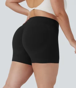 Plus Size<HALARA Plus Size UltraSculpt™ SoCinched High Waisted Scrunch Butt Lifting Tummy Control Shaping Training Biker Shorts 5'' with Pockets