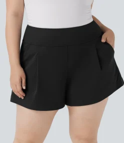 Plus Size<HALARA Plus Size High Waisted Work Shorts with Pockets