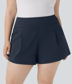 Plus Size<HALARA Plus Size High Waisted Work Shorts with Pockets