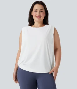 Plus Size<HALARA Plus Size Round Neck Cool Touch Yoga Tank Top-UPF50+