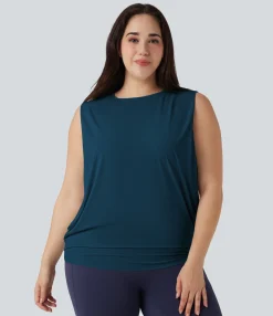 Plus Size<HALARA Plus Size Round Neck Cool Touch Yoga Tank Top-UPF50+
