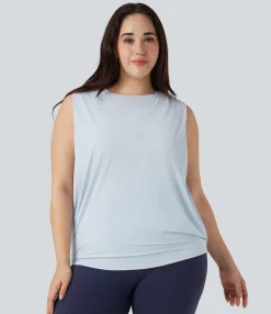 Plus Size<HALARA Plus Size Round Neck Cool Touch Yoga Tank Top-UPF50+