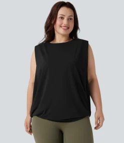 Plus Size<HALARA Plus Size Round Neck Cool Touch Yoga Tank Top-UPF50+