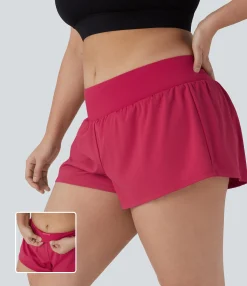 Plus Size<HALARA Plus Size SoftlyZero™ Airy Low Rise Inside Drawstring 2-in-1 Cool Touch Yoga Shorts with Pockets