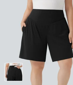 Plus Size<HALARA Plus Size SoftlyZero™ Airy High Waisted Cool Touch Yoga Bermuda Shorts with Pockets