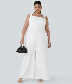Plus Size<HALARA Plus Size Square Neck Sleeveless Jumpsuit