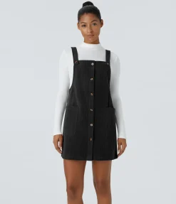 Mini Dresses|Dresses<HALARA Pocket Corduroy Mini Casual Jumper Dress