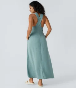 Dresses|Maxi & Midi Dresses<HALARA Pocket Flowy Maxi Linen-Feel Dress