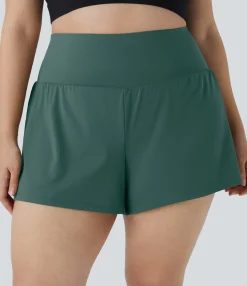 Plus Size<HALARA Pocket Plus Pocket 2-in-1 Gym Plus Size Shorts 2.5''