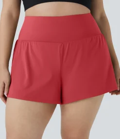 Plus Size<HALARA Pocket Plus Pocket 2-in-1 Gym Plus Size Shorts 2.5''