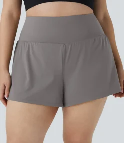 Plus Size<HALARA Pocket Plus Pocket 2-in-1 Gym Plus Size Shorts 2.5''