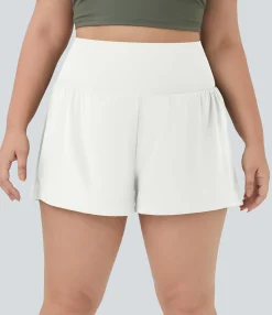 Plus Size<HALARA Pocket Plus Pocket 2-in-1 Gym Plus Size Shorts 2.5''
