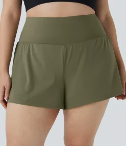 Plus Size<HALARA Pocket Plus Pocket 2-in-1 Gym Plus Size Shorts 2.5''
