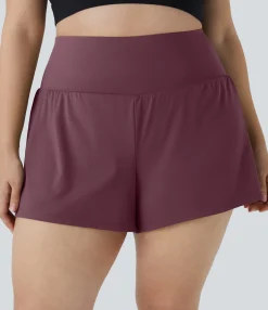 Plus Size<HALARA Pocket Plus Pocket 2-in-1 Gym Plus Size Shorts 2.5''