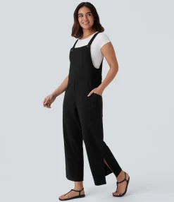 Jumpsuits<HALARA Pocket Wide Leg Casual Overalls-Front and Back Wearable