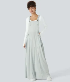 Jumpsuits<HALARA Pocket Wide Leg Waffle Casual Overalls