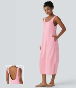 Dresses|Maxi & Midi Dresses<HALARA Pockets Barrel Midi Tank Dress