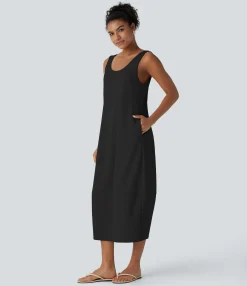Dresses|Maxi & Midi Dresses<HALARA Pockets Barrel Midi Tank Dress