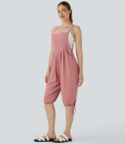 Jumpsuits<HALARA Pockets Drawstring Casual Linen-Feel Overalls