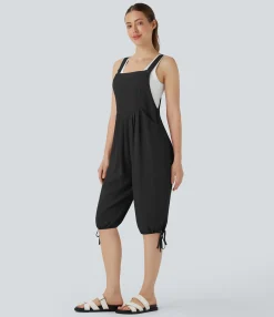 Jumpsuits<HALARA Pockets Drawstring Casual Linen-Feel Overalls