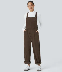 Jumpsuits<HALARA Pockets Straight Leg Corduroy Casual Overalls