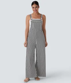Jumpsuits<HALARA Pockets Stripe Waffle Overalls