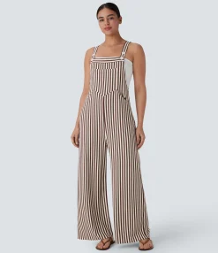 Jumpsuits<HALARA Pockets Stripe Waffle Overalls