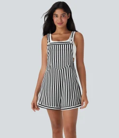 Jumpsuits<HALARA Pockets Stripe Waffle Overalls