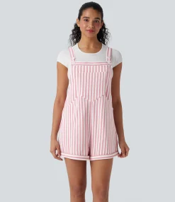Jumpsuits<HALARA Pockets Stripe Waffle Overalls