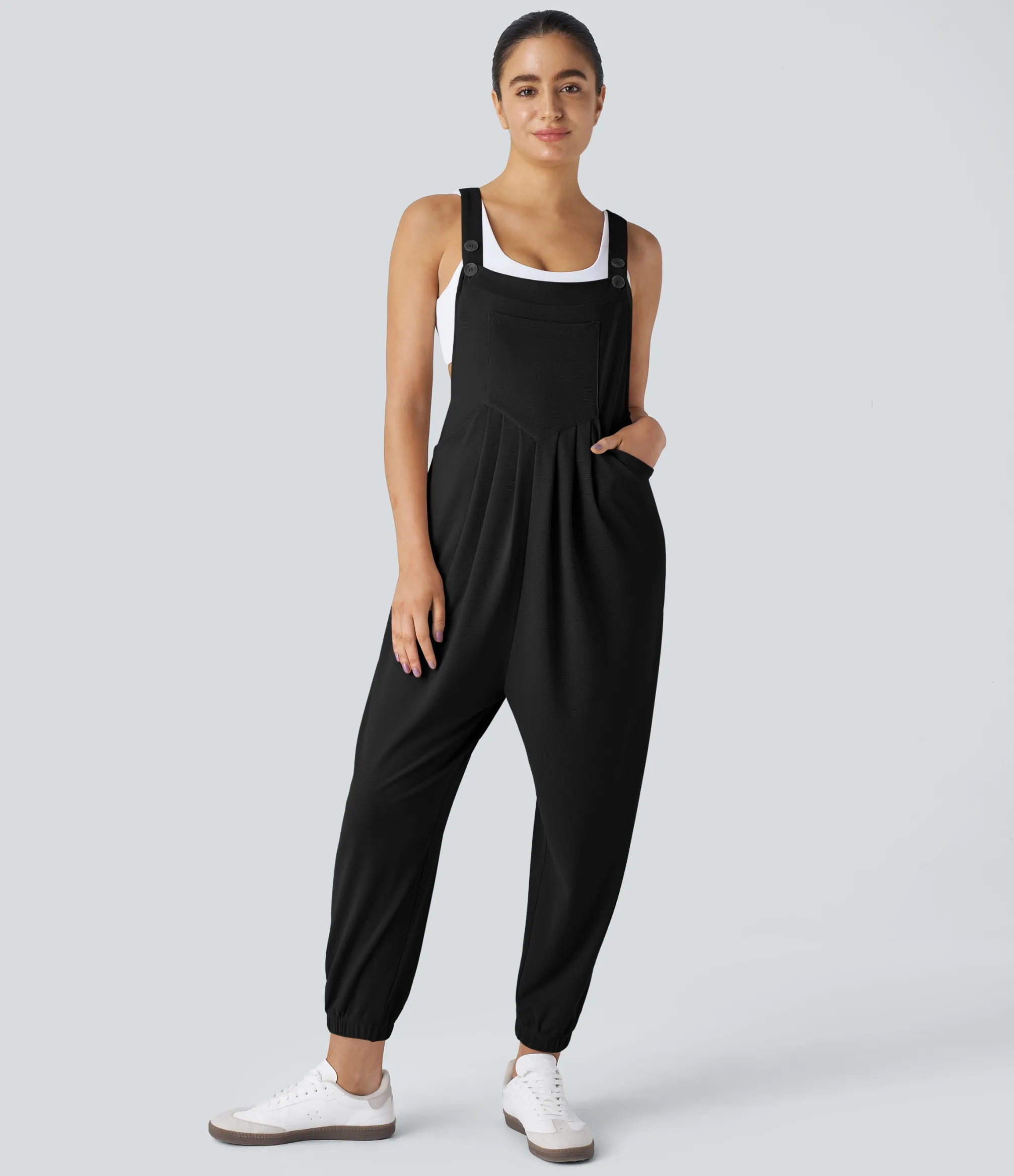 Jumpsuits<HALARA Pockets Waffle Casual Jogger Overalls