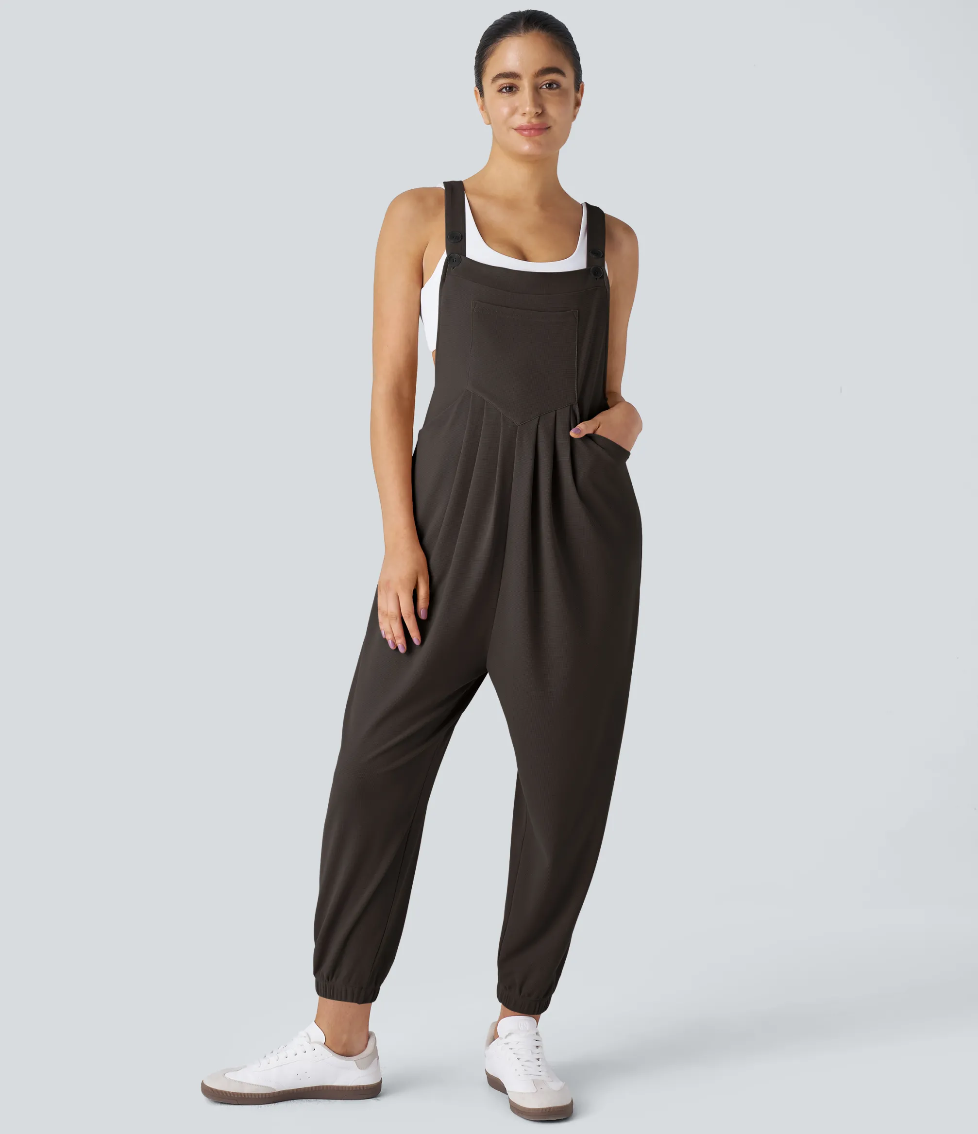 Jumpsuits<HALARA Pockets Waffle Casual Jogger Overalls